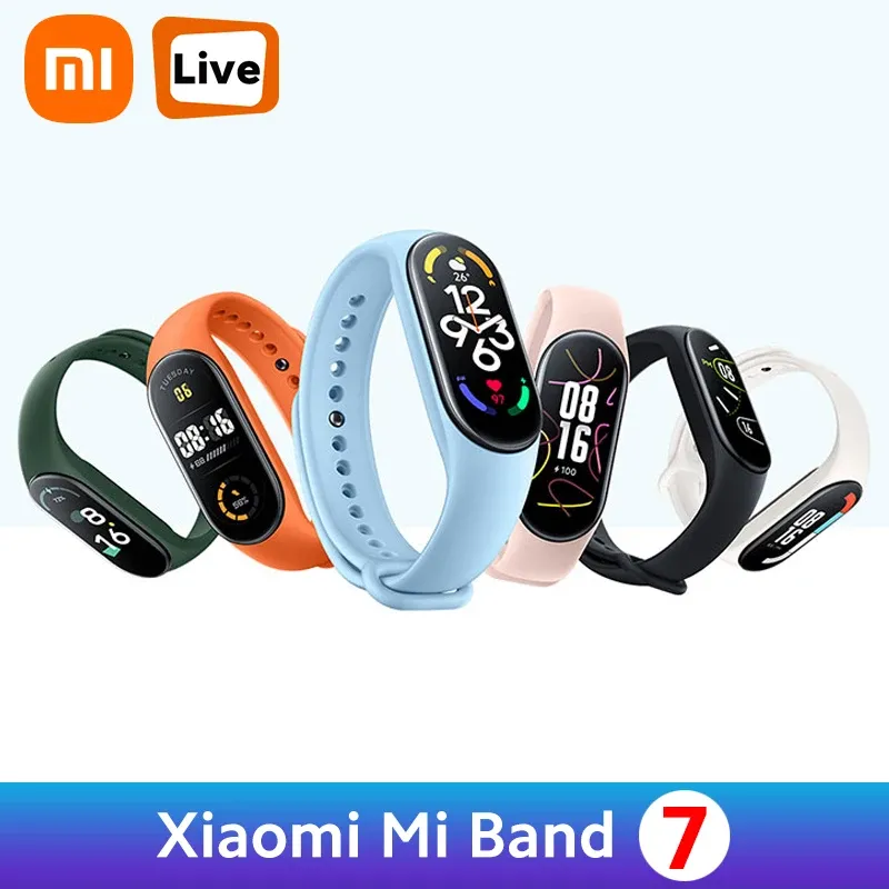 Armband Ny Xiaomi Mi Band 7 Smart Armband 1.62 "AMOLED SCREEN 120 Träningslägen Armband Bluetooth 5.2 Professionell träningsanalys