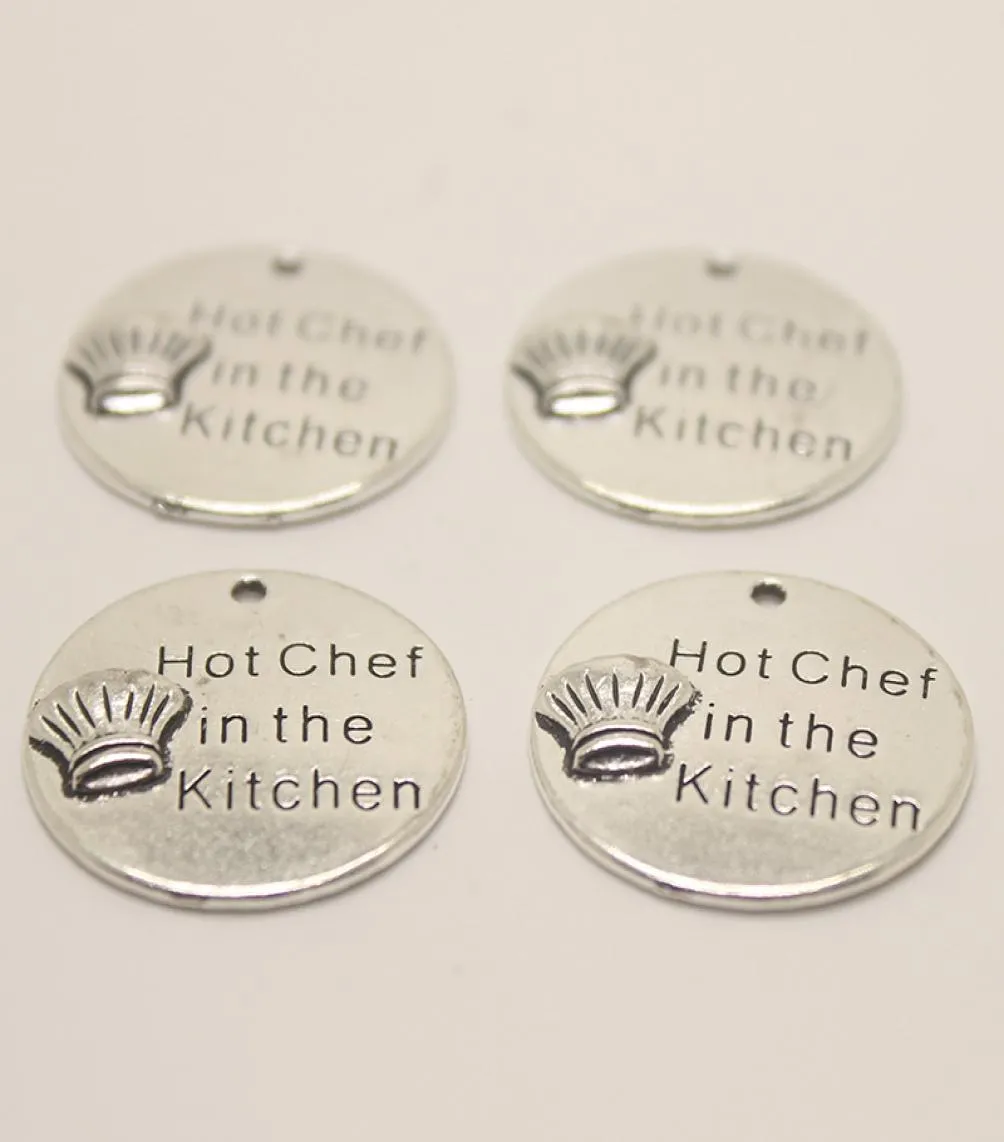 20st 25mm Chef Charms Antique Silver Tone Chef in the Kitchen Charm Pendant2035593