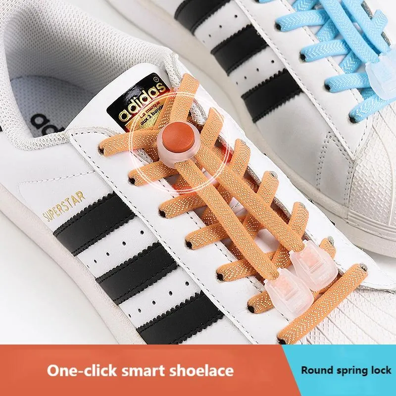 Shoe Parts Elastic Laces Sneakers Kids Adult Quick Spring Lock Shoelaces Without Ties Rubber Bands Round Lazy Shoelace Shoes
