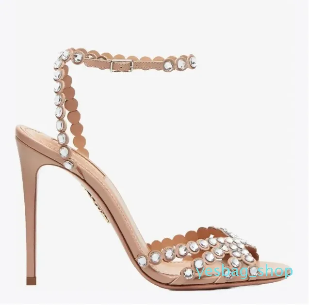 Luksusowy projektant tequila sandały buty kobiety kryształowe ozdobne ozdobne szpilki szpilki lady gladiator sandalias sandalias ślub ślubna sukienka ślubna