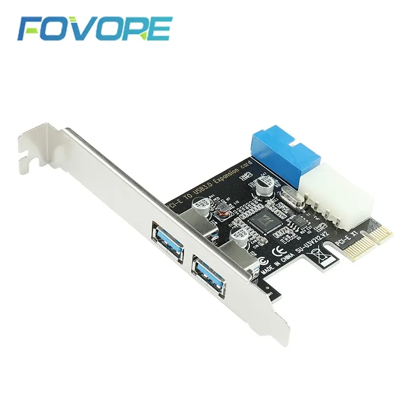 Adaptör USB 3.0 PCIE Genişletme Kartı Adaptör 2 bağlantı noktası USB3.0 Hub Dahili 19pin 19 Pin Başlığı USB 3 - PCIE PCI Express Adaptör Kartı