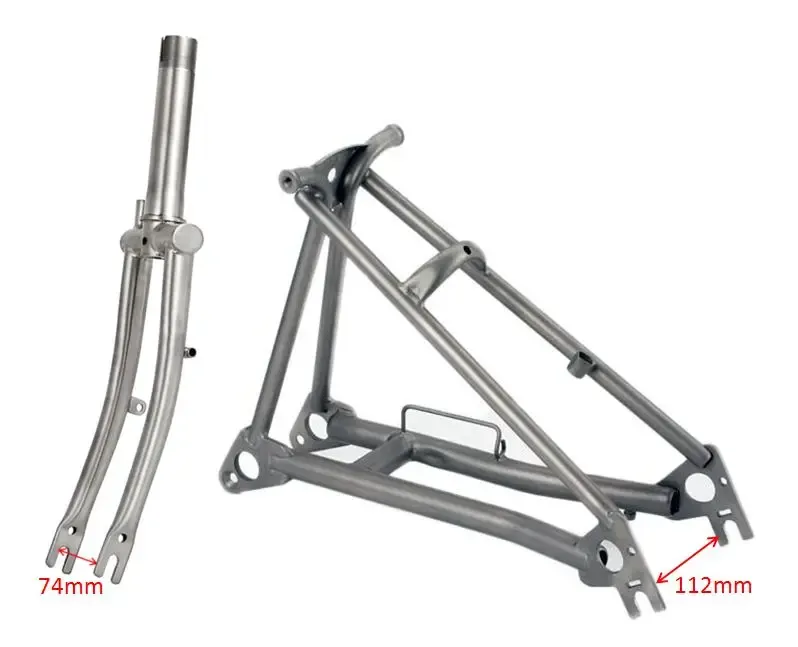 Ljus titancykelgaffel för brompton cykelfront gaffel bakre triangelram 1 1/8 "lätt 16" originalstorlek del