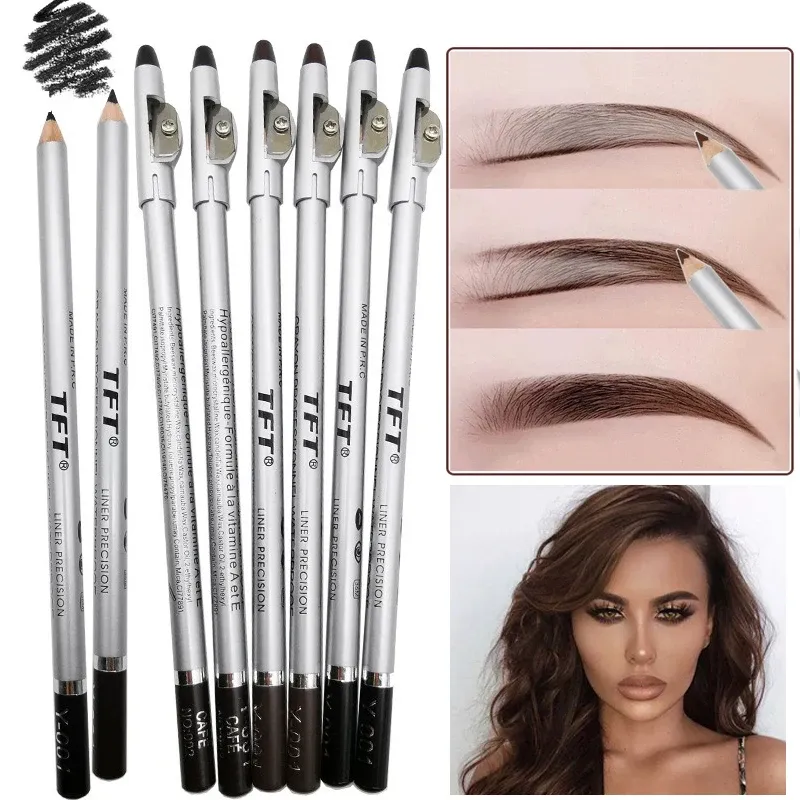 Enhancers 1/3pc Eye Brow Pencil Waterproof Professional Eye Makeup Pen Tip Easy Color Natural Black Brown Cosmetic Eyebrow With Sharpener