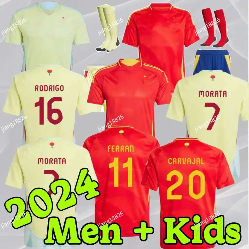 2024 2025 SSPANISHS Jersey Football Jersey National Team Uniform Ferran Canales Ansu Fati Koke Asnsio Asla Pedri Morata Morata Children's Kit Men's Football Shirt