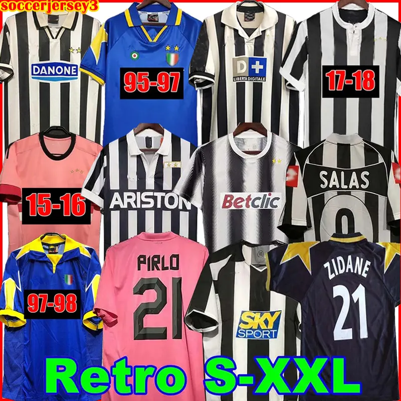 Retro Soccer Jersey Vintage Del Piero Pirlo Marchisio Juventus Inzaghi 84 85 94 95 96 97 98 99 02 03 04 05 Zidane Davids Pogba Conte Football Shirt Uniforms 11 12 15 16 17 18 18