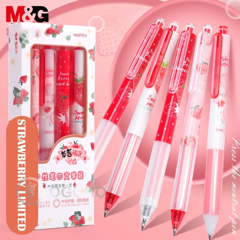 Stifte Mg Strawberry Limited Retractable Gel Stift Set Schnelles Trocknen von 0,5 mm Schwarzer Bullet Point Student Creative Creative High Aussehen