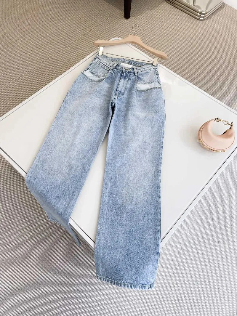 Kvinnors jeans kvinnliga kläder Kvinnkläder Urban byxor Kvinnor byxor vår 2024 tvättad blå trend denim