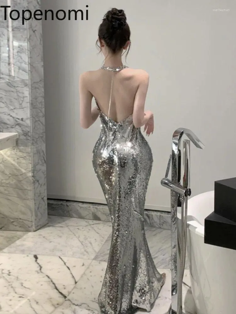 Partykleider Topenomi Halfer Rückenless sexy Kleid Frauen 2024 Halsband Schlanker Meerjungfrau Abend Braut Luxus Quinceanera Kleider