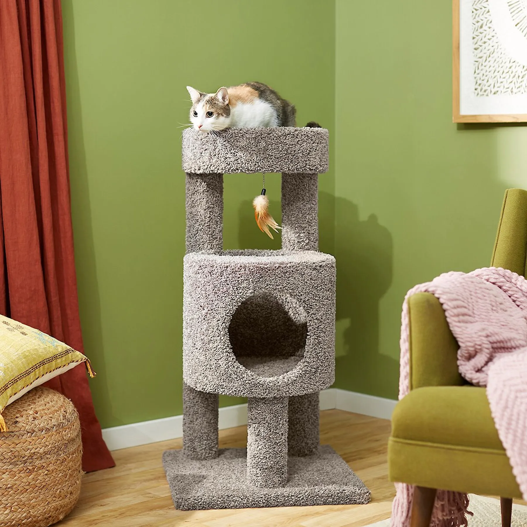 Tall Cat Condo with Real Carpet Cozy Hideaway Shop Now for a Happy Cat!