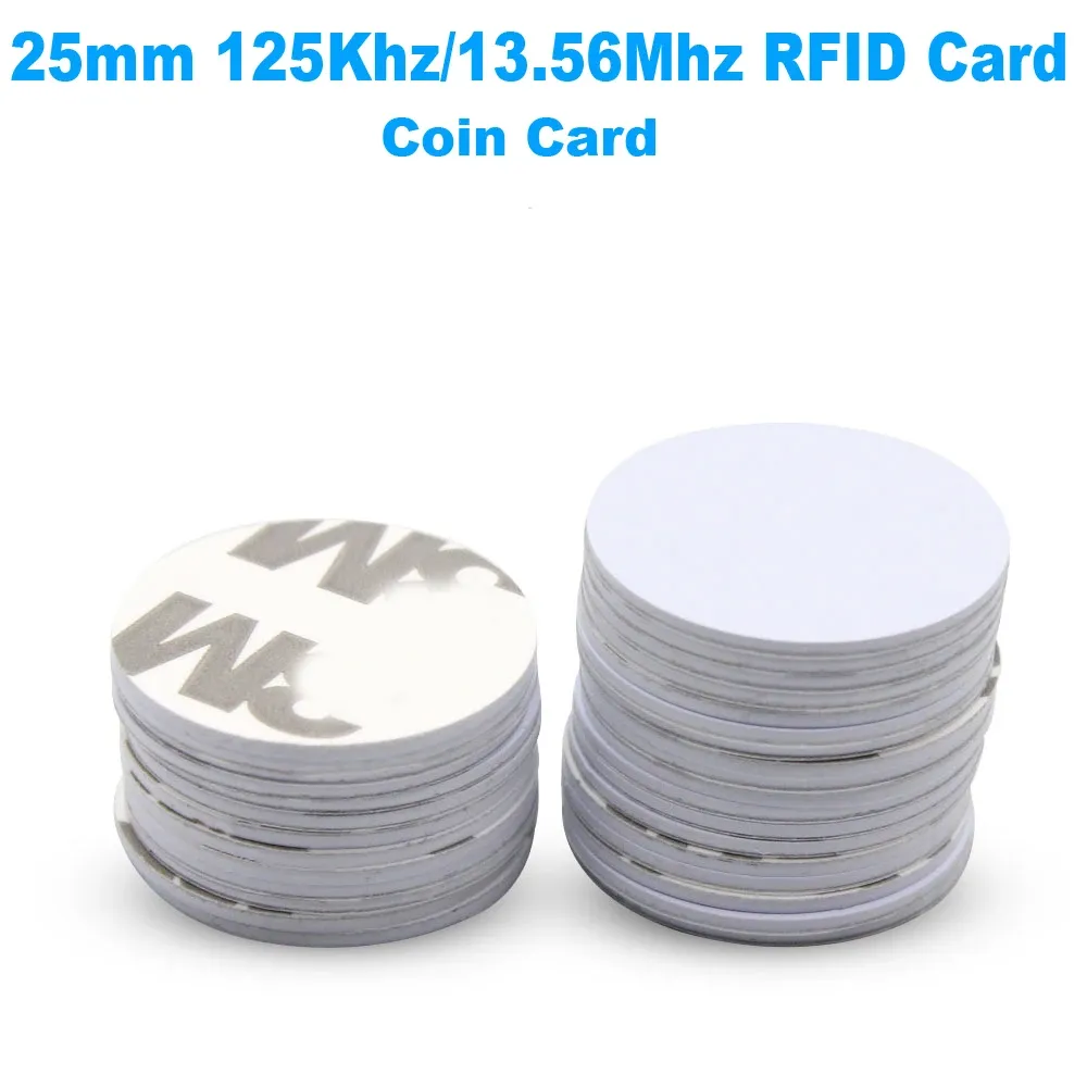 Kontroll 100 st/parti 125kHz/13,56MHz RFID Coin Card TK4100/M1 Tag Lime Sticker NFC Smart Key for Access Control Keypad Reader