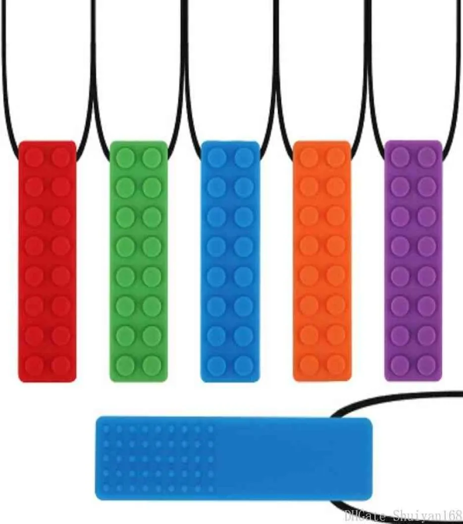 Силиконовый блок жевание кирпичного подвесного ожерелья детская аутизм жевательные палки подвески для мальчиков девочки Железное игрушечное ожерелье хрифты 3725043