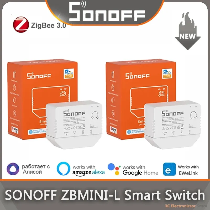 التحكم في Sonoff Zigbee Zbminil لا يوجد سلك محايد يتطلب التبديل الذكي وحدة بطولة عبر EweLink Control Alexa Google Home Alice