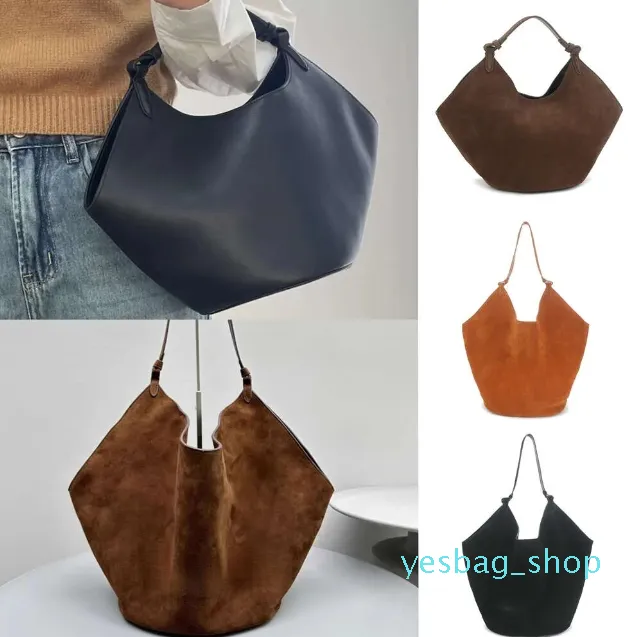 Bolsa de designer de bolsa Khaite Mulheres camurça toute grandes bolsas maxi Anexe