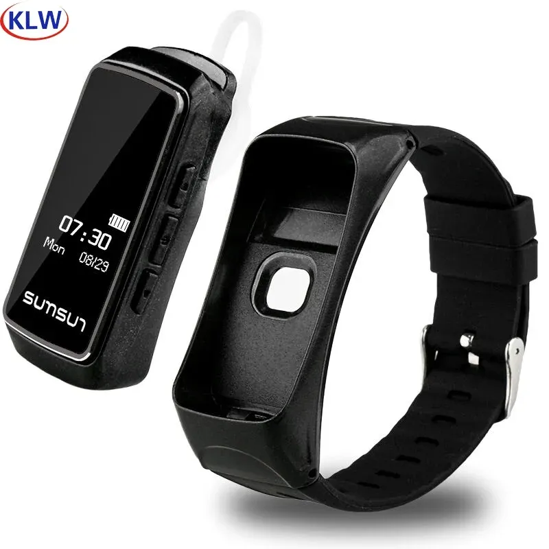 Bangle KLW B7 2IN1 Bluetooth Ear Smart Bracelets Monitorowanie snu Sporty Krok Liczenie budziku