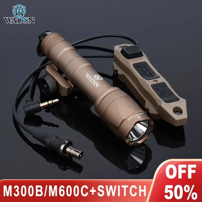 Scopes Wadsn Airsoft M300 Tactical Place Lampe de poche SF M600 SCOUT LED LED HUNTING Rifle Torch Arme Light Pressure Interrupteur constant sur