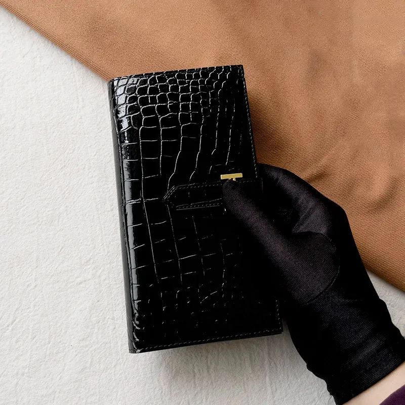 Wallets Design de luxo mulheres carteira longa couro genuíno famosa marca de marca