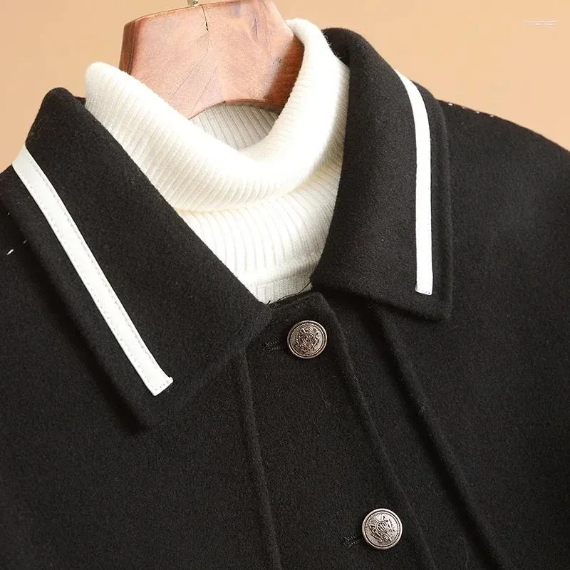 Vestidos informales 2024 Pequeño abrigo de lana, otoño y invierno, en el invierno, la capa de doble cara de capa franca de la capa franca