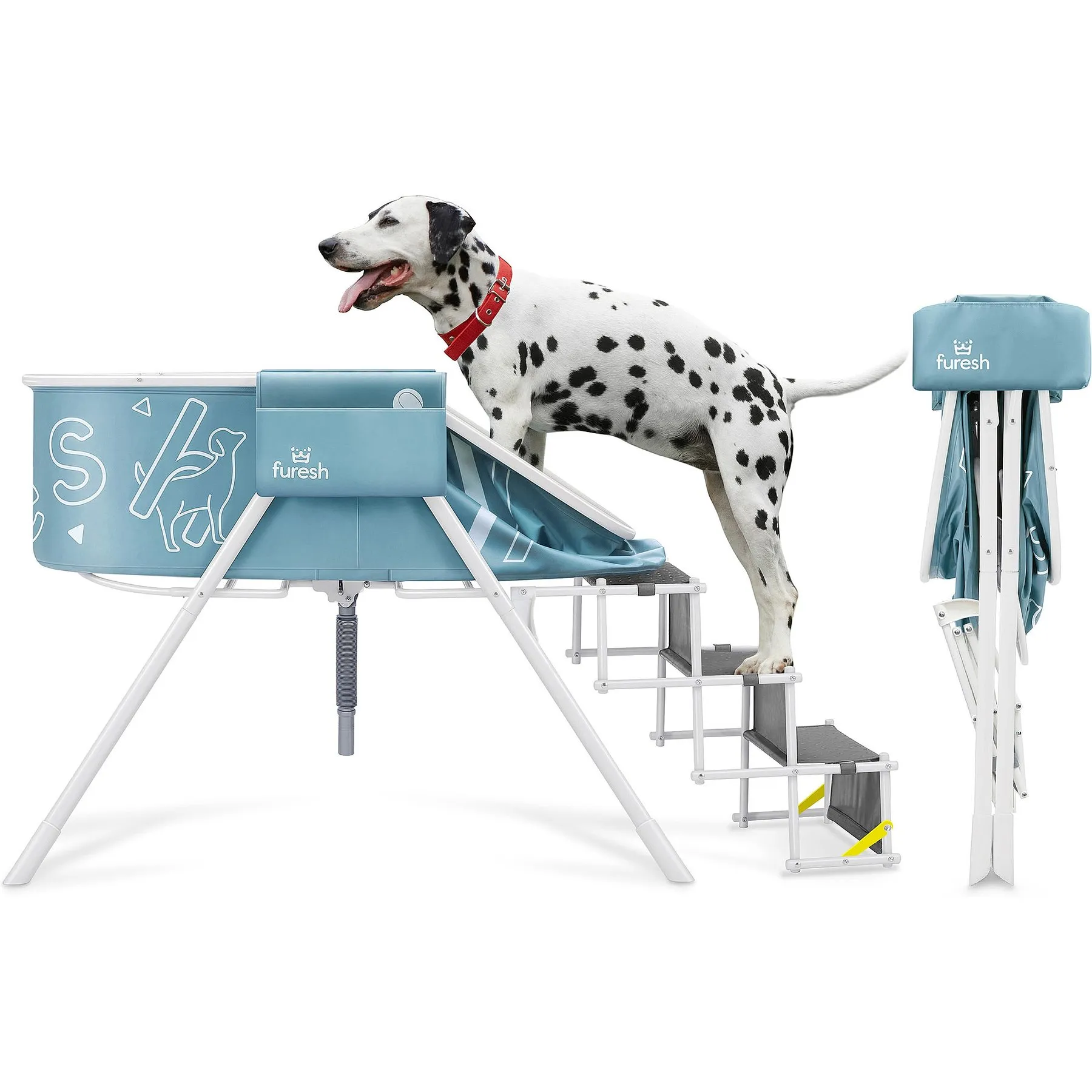 Furesh Elevated Folding Dog Bathtub for Large Breeds Vinyl PVC