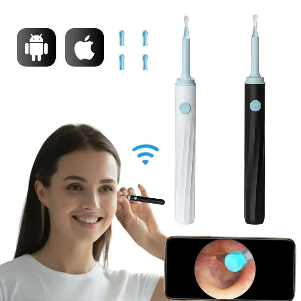 Cameras WiFi Smart Visual Ear Sticks Endoskop 4.0mm Mini Camera Earcettement Do Czyszczenia Uszu Bezprzewodowy Otoskop Health Care Czyszczenie