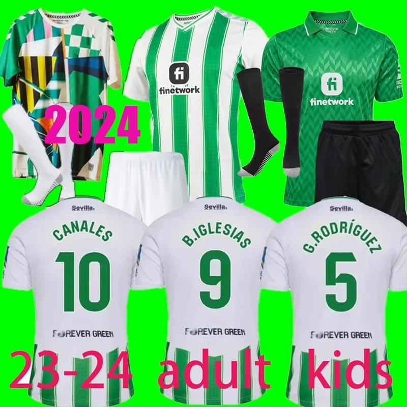 2024 /23/24 Real Betis voetbaltruien Copa del Rey Finale weg Joaquin B.iglesias Camiseta de futbol Juanmi Estadio la vierde derde derde 2023 2024 Special Kids keeper