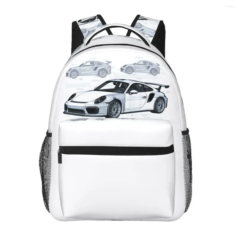 Backpack Classic Sports Sports Desenhos de carros esboços de esboço da universidade Backpacks Boy Girl Girl de alta qualidade Bolsas escolares duráveis Rucksack Cool