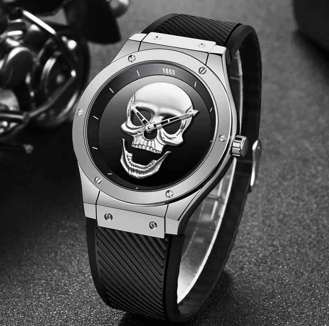 Men 3D Skull watches LIGE Fashion Top Brand Luxury Waterproof Silicone Men Watch Quartz Watch Creative Men Relogio Masculino 210524152587