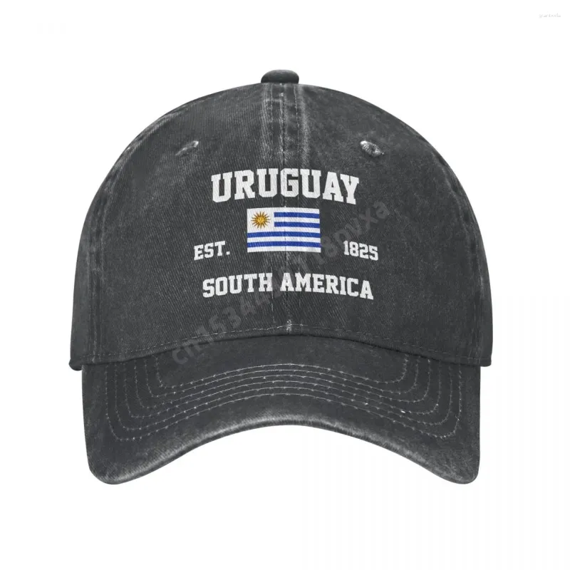 Ball Caps Unisexe Adulte Uruguay Uruguayan drapeau charbon lavé Denim Cap de baseball Men Classic Vintage Cotton Dad Trucker