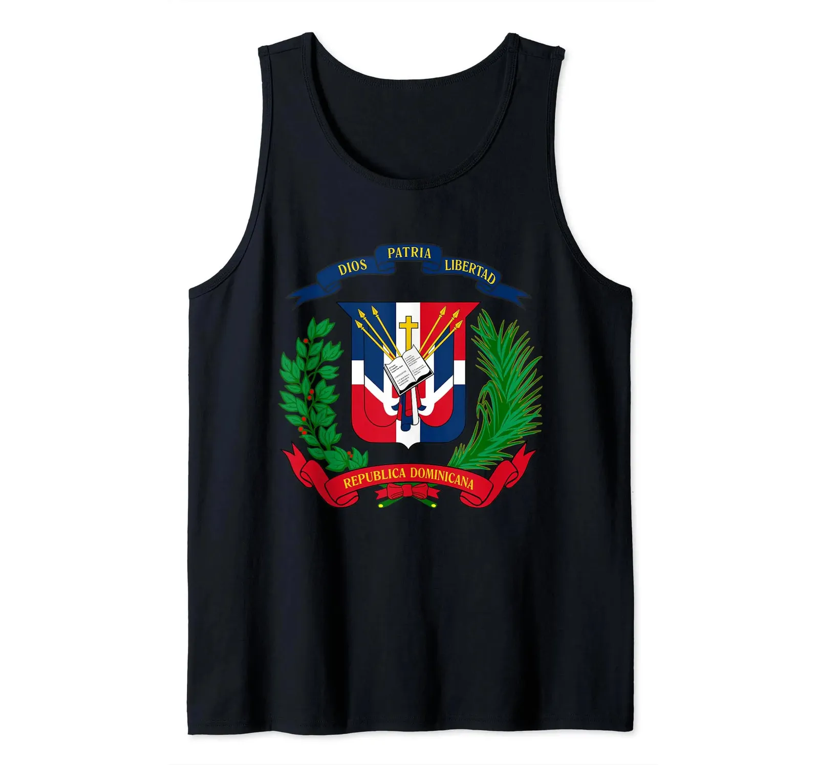 100% Baumwollmantel von Wapfrepublik Dominicana Bandera Dominican Flaggen Tanktopmen Schwarze T-Shirts Größe S-3xl 240419