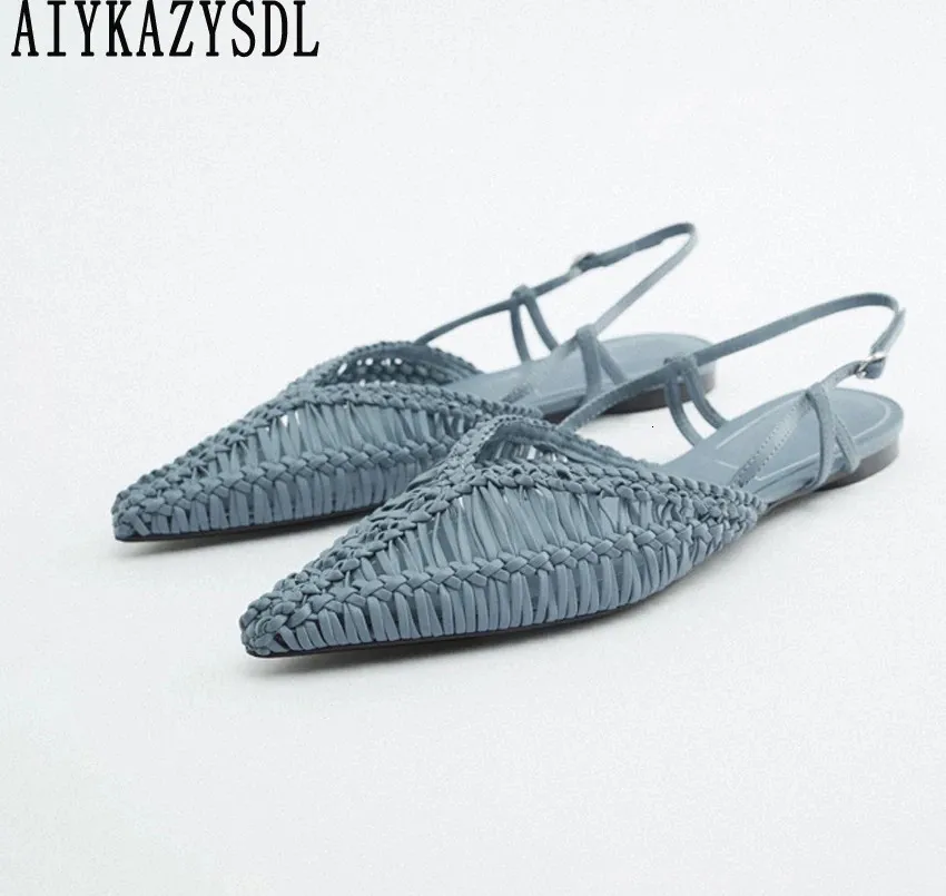 Gladiator Sandalias Cut Hollow Out Sandals Causal Flat Woven Shoes Women Summer Beach Slippers Oxfords Mules Slides 240412