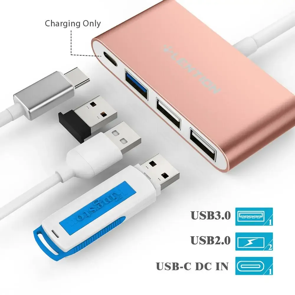 HUBS LUNENT 4IN1 USBC HUB مع النوع C USB 3.0 USB 2.0 التوافق 20232016 MACBOOK PRO 1316 محول التوصيل المتعدد