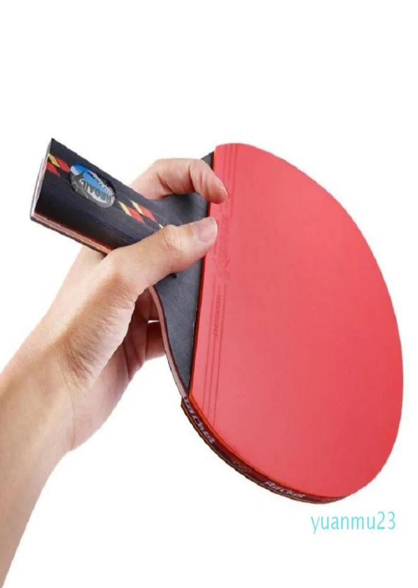 WholeLong Handle Shakehand Grip Table Tennis Racket Ping Pong Paddle Pimples In rubber Ping Pong Racket With Racket Pouch3752235
