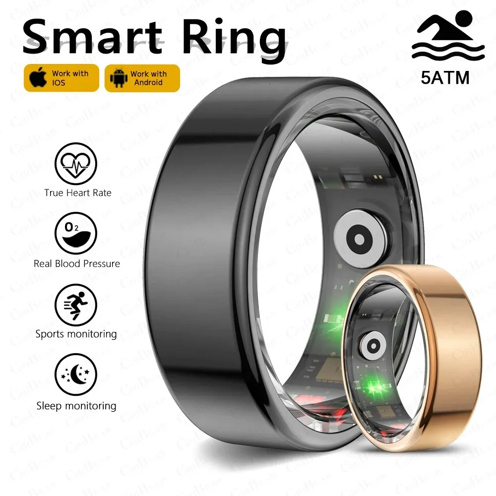 For Android IOS Smart Ring Real Heart Rate Teenagers Stainless Steel Ring Swimming Waterproof Smart Ring For Jewelry Gift 240414