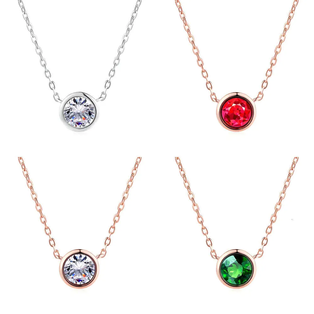 Small Simply Round 1 Cubic Zirconia Rose Gold Color Pendant Necklace Hot Jewelery for Women and Girls N388 N453 N454