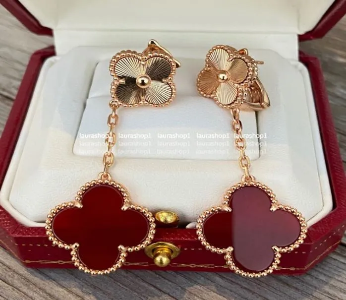 Lucky Fourleaf Clover dangle Earrings Korean Style Net Red Long Tassel Elegant Women5228801