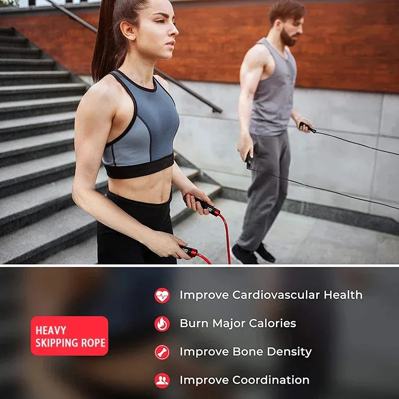 Adjustable Weighted Jump Rope - Premium Fitness Jump Rope, Heavy Duty ...