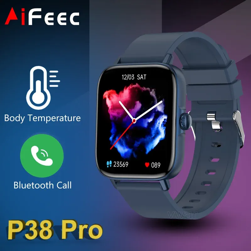 Montres 2022 New Smart Watch P38 Pro Température corporelle Blood Oxygène Monitor Men Smartwatch GTS3 AI Voice Women Fitness Tracker pour Xiaomi