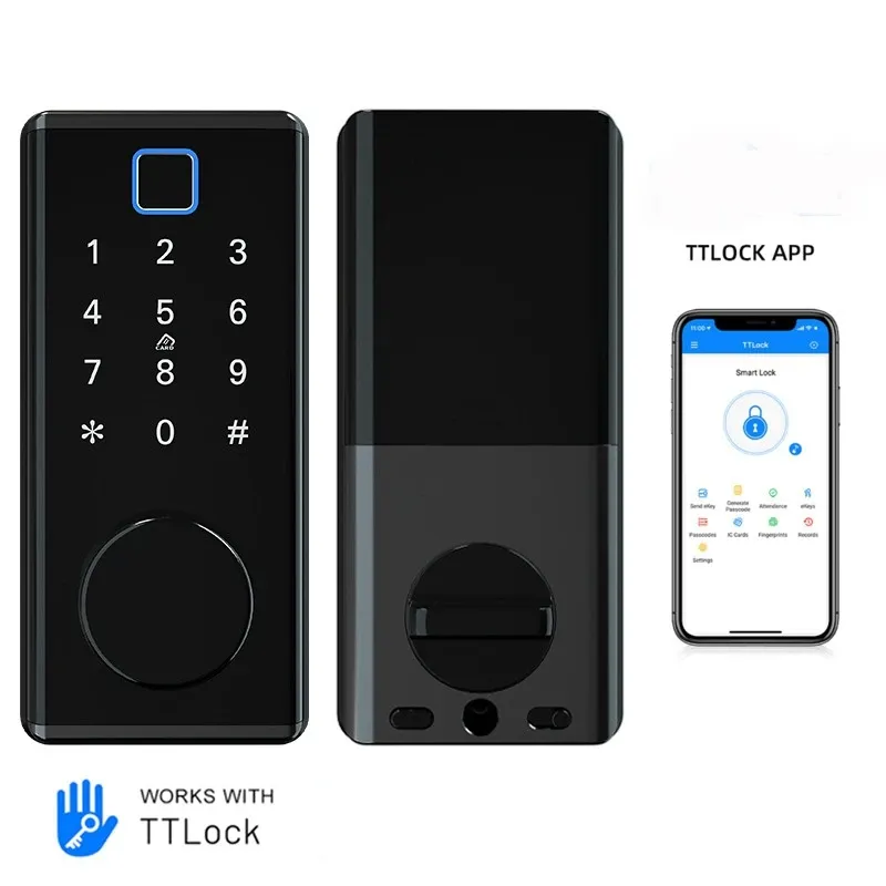 Contrôle TTLOCK Smart Door Lock Empreinte Mot de passe digital Keypad Smart Dead Bold Lock Bluetooth App Pandage distant Gratuit Reversible Keyless Lock