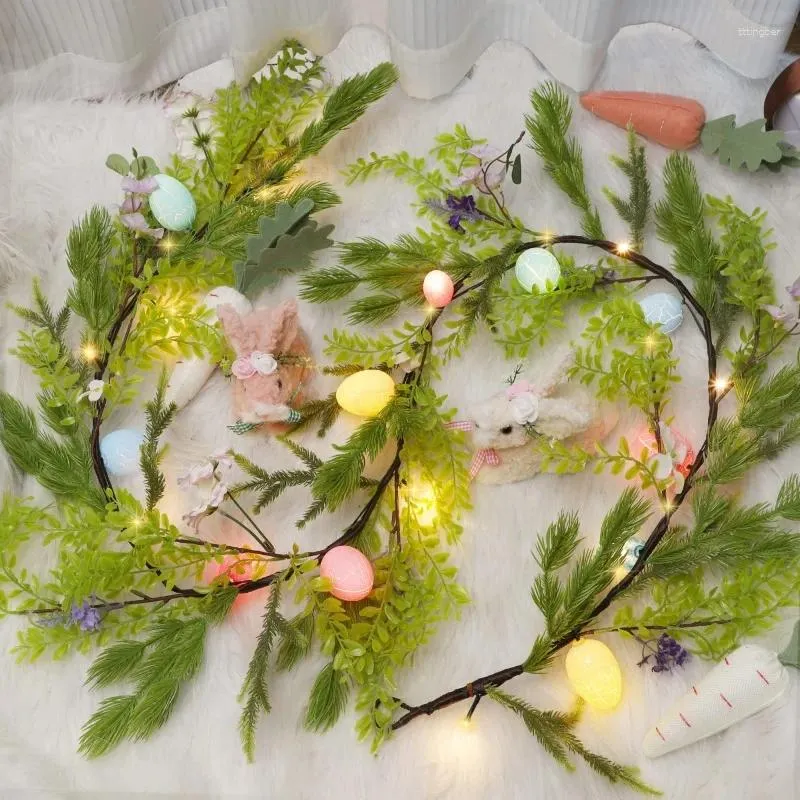 Fleurs décoratives Garlandais artificielles Oeufs de Pâques Lights LED printemps Garland Eggs Garland Oeufs Cuisine Indoor Outdoor Holiday Supplies