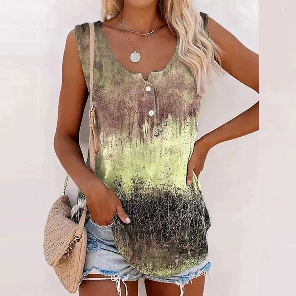 Tank da donna camis Donne femminile Sceles Stamping Tops da donna Summer Casual Cash Shit Daily Clothing Daily For Fe Female Oversize 2023 Y240420