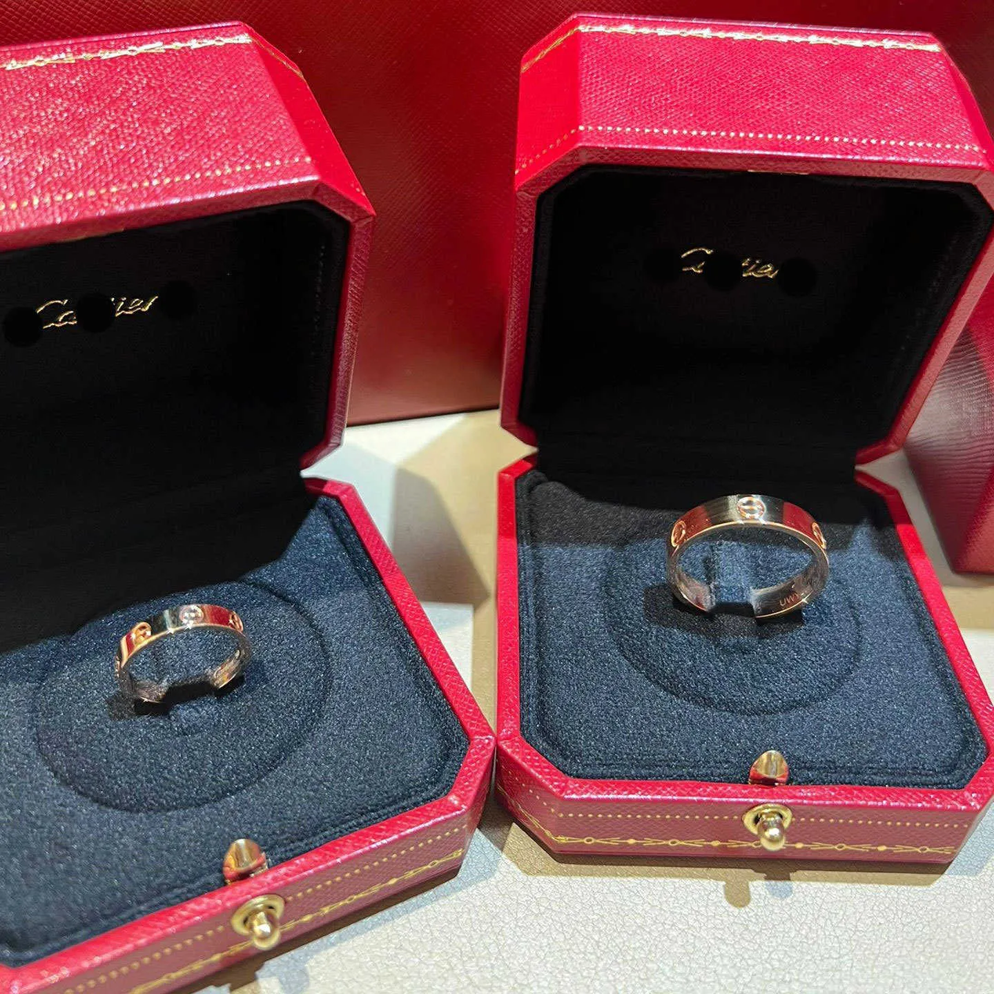 Designer Beliebt 925 Sterling Silber Plattierte 18K Gold Carter Classicarter Ring Light Luxus High Edition Schmaler Weiter -Diamant Drei K16X