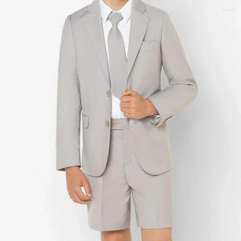 Costumes masculins veste gris gris courte pantalon hommes combinaisons de blazer notch décontracté hombre hombre de haute qualité personnalisé 2 pièces costume homme