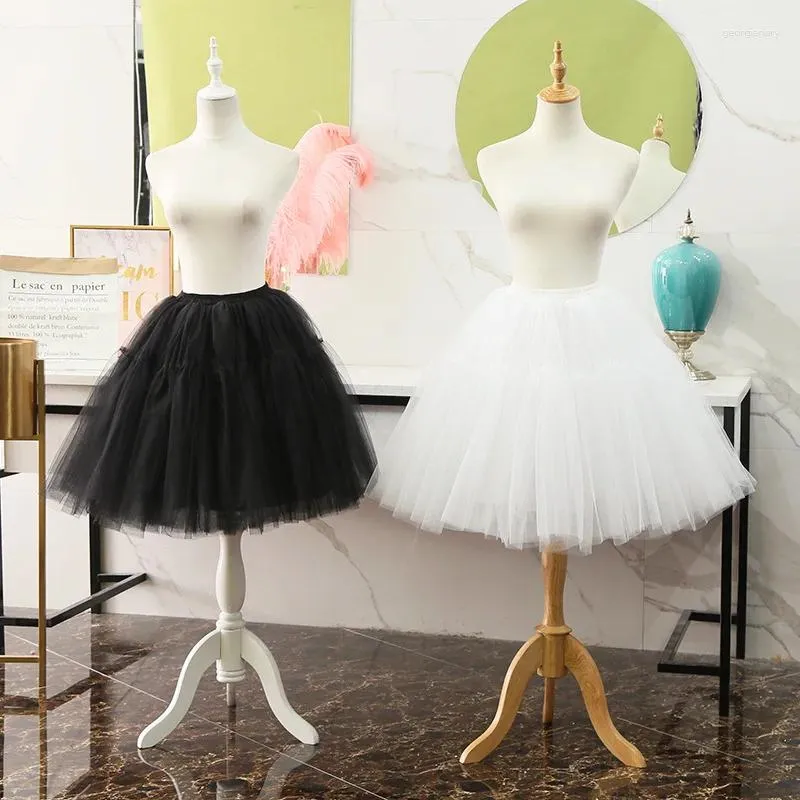 Skirts Puffy Tulle Underskirt Mesh Tutu Skirt Petticoat Crinoline White Black Soft Lolita Wedding Ballet Dance Pettiskirts Outfit