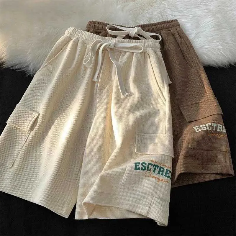 Women's Shorts MEXZT Cargo Shorts Women Summer Strtwear Wide Leg Straight Shorts Bf Loose Casual Drawstring Five-Point Sports Short Pants Y240420