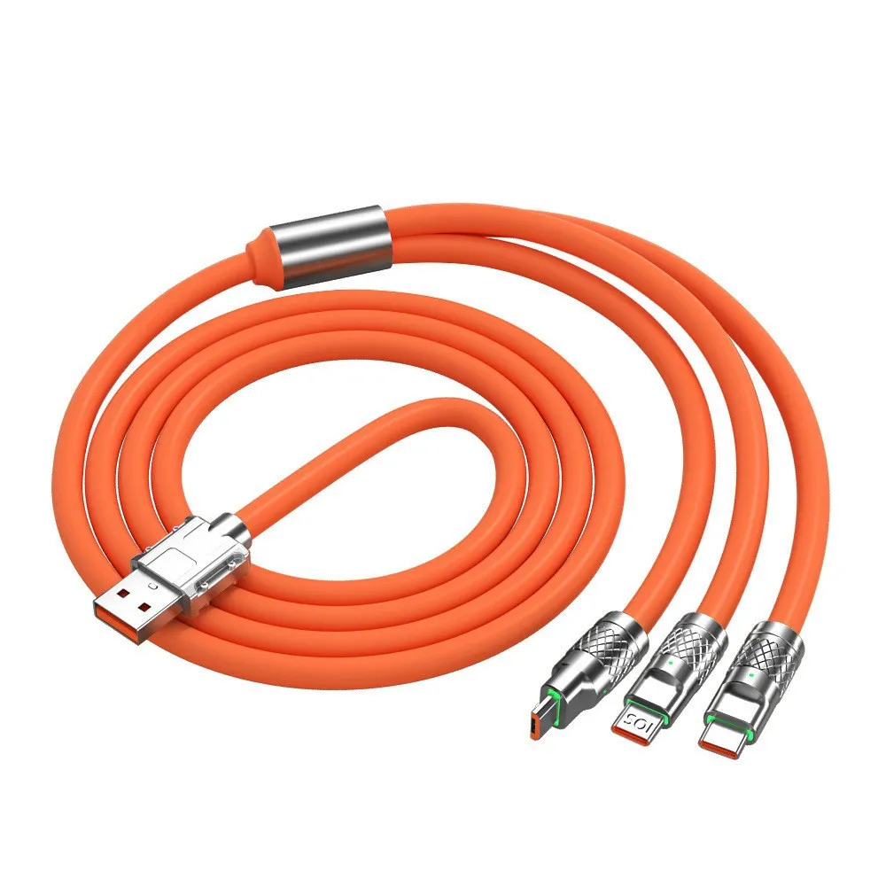 120W Super Fast Charging Cable Zinc Alloy Micro USB Type-C Data Cable For IPhone Samsung Xiaomi Huawei three in one