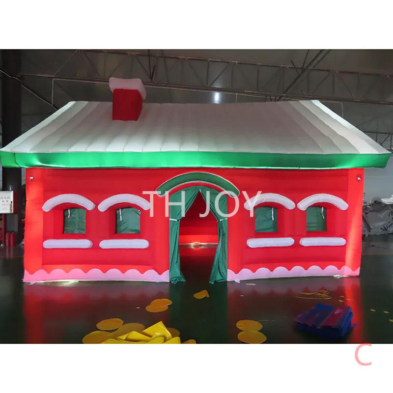 Activités de plein air 6x4x3,5m de haut de la maison de Noël de haut grotte gonflable Santa avec une tente protable de lumière blanche pour la décoration