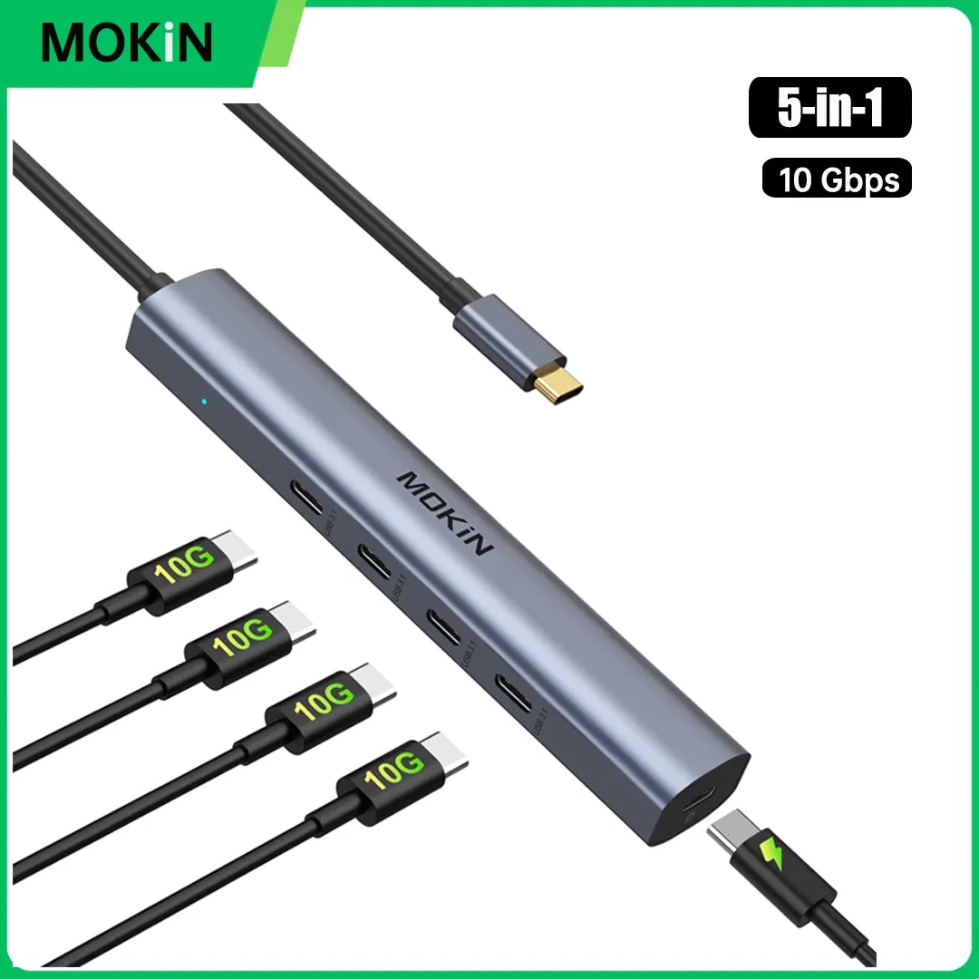 ハブMokin 4ポート10GBPS USB 3.1 CスプリッターUSB CハブマルチポートアダプターPD 100W充電MacBook Pro/Airipad電話表面Pro