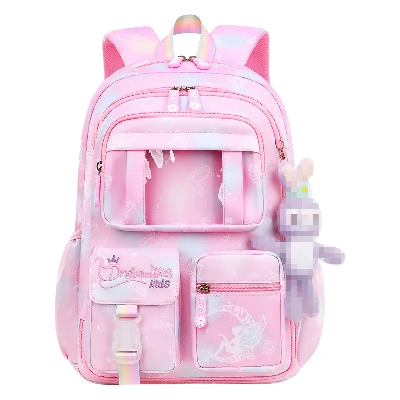 BASS CHINLLO Girls Fantasy Pink Schoolbag Nuovo zaino in nylon leggero per studenti elementari di 6 ~ bambini di 13 anni Mochila 6777