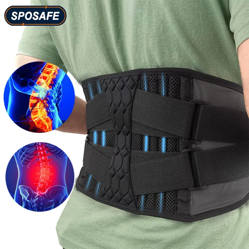 Bälten Justerbar lumbal Support Brace Breattable Lightweight Back Support Belts för smärtlindring av ryggbråck Herniated Disc Scolios