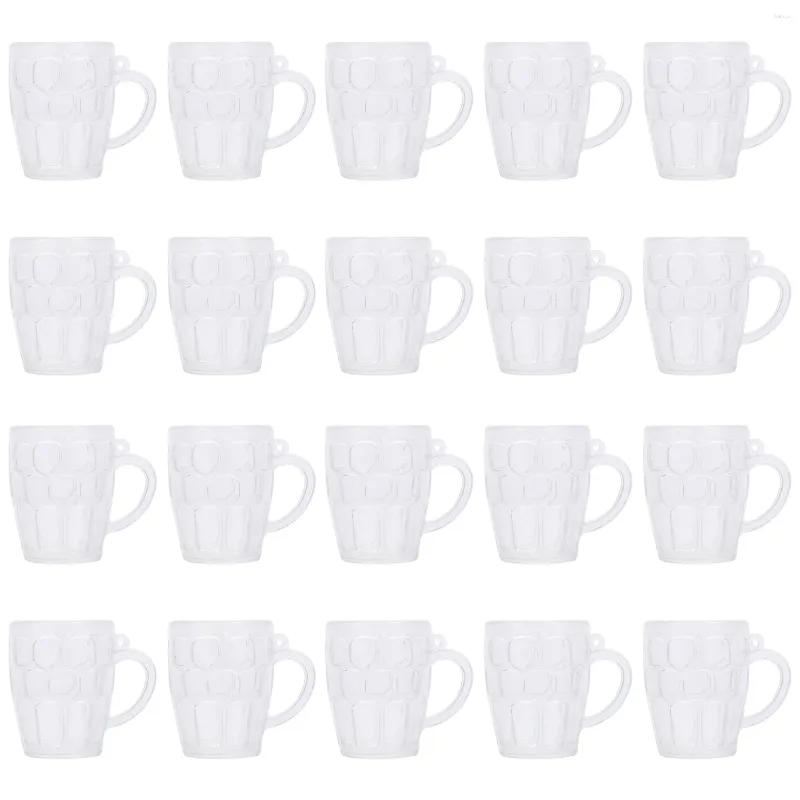 Tasses jetables pailles 20 pcs bière tasse mini réfrigérateur pour bricolage en verre transparent enfants jouent à la nourriture