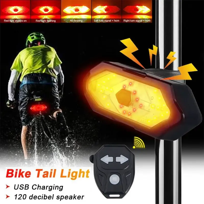 Lalmis sans fil Smart Bicycle Turn Signal Faigneur USB BICYCLE RECHARGAGE LED ARRÉE LED LED LED LED ATTANCH